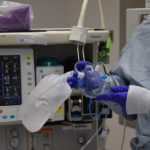 Panoramic Oxygen Mask view in hands of medical staff